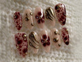 Golden Glam Leopard Press On Nails, Bold and Elegant Leopard Fake Nails, Wild Glamour Nail