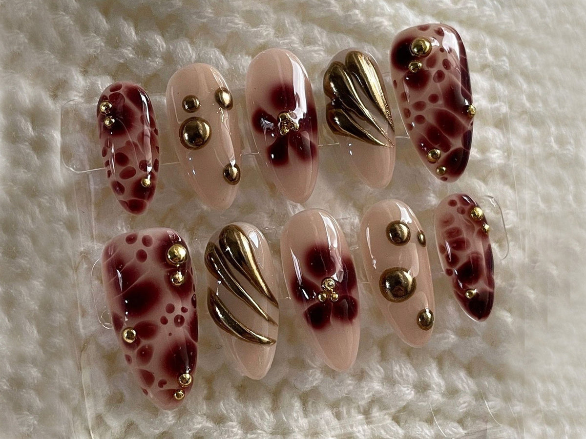 Golden Glam Leopard Press On Nails, Bold and Elegant Leopard Fake Nails, Wild Glamour Nail