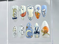 Snoopy Inspired Press On Nails, Artistic Snoopy and Moon Nail Art, Cartoon-Themed Fake