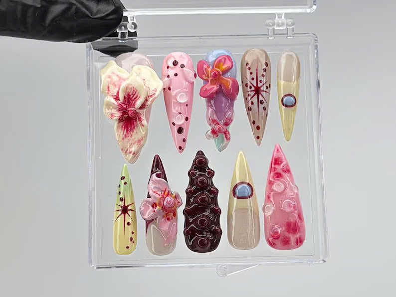 Orchid Floral Press On Nails OB58L