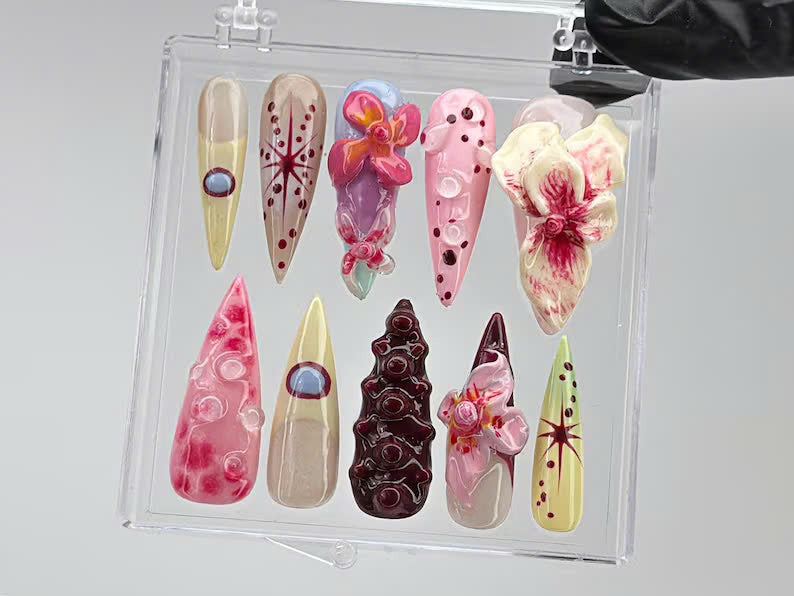 Orchid Floral Press On Nails OB58L