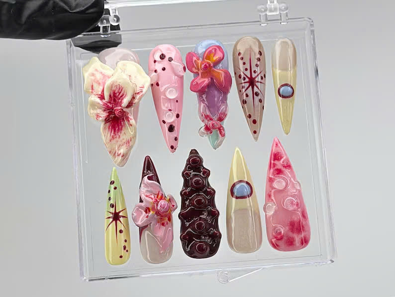 Orchid Floral Press On Nails OB58L